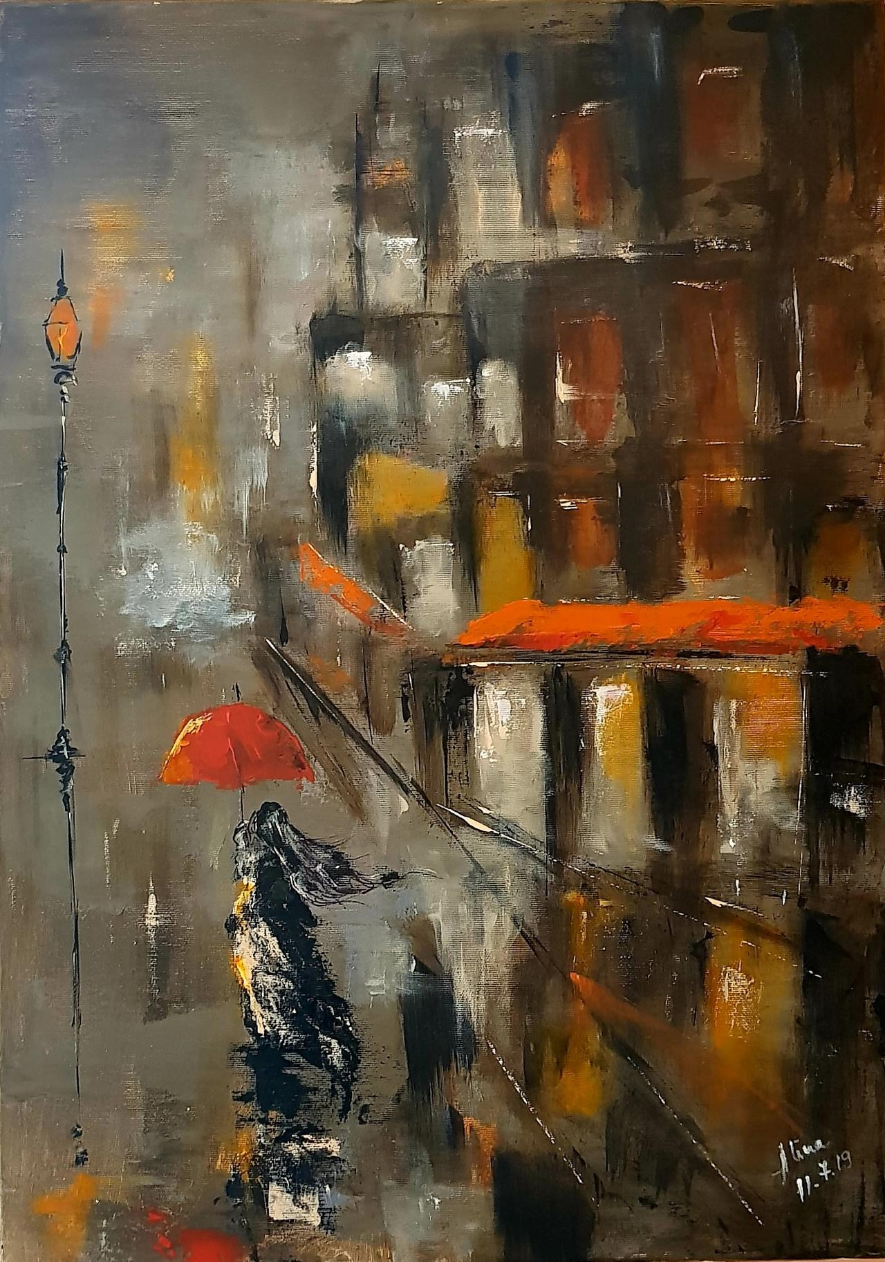 ArteDiAlina.com painting: somebody likes rain